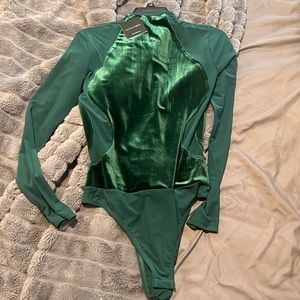 2 piece Satin bodysuit pant set